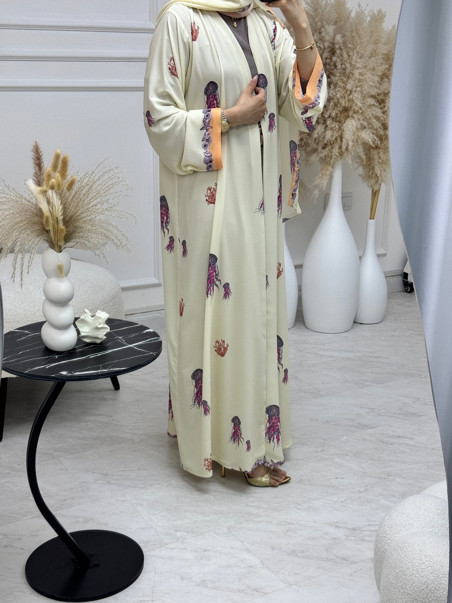 C 1219 Shell Stone Printed Abaya