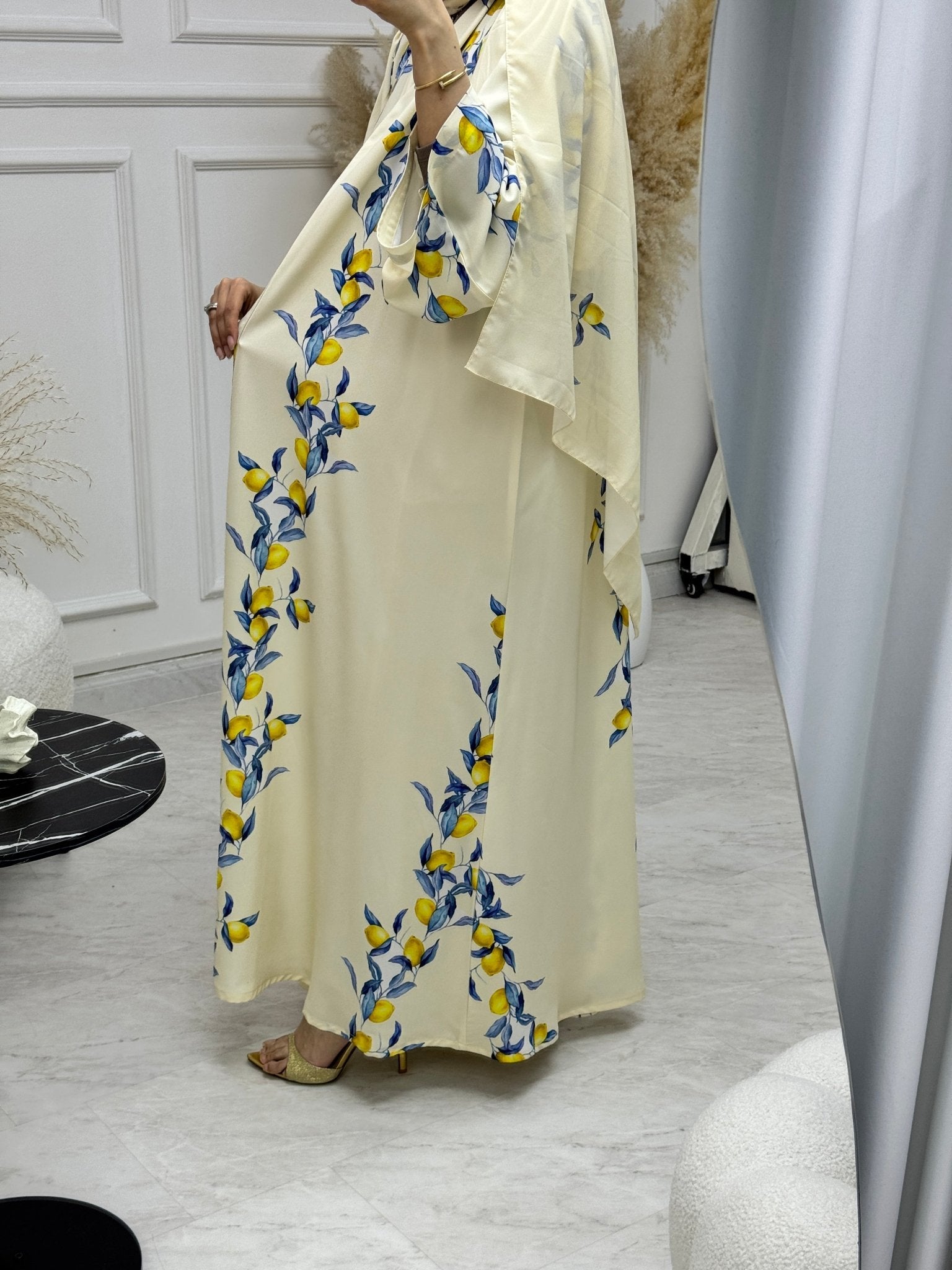 C 1220 Lemon Zest Printed Abaya