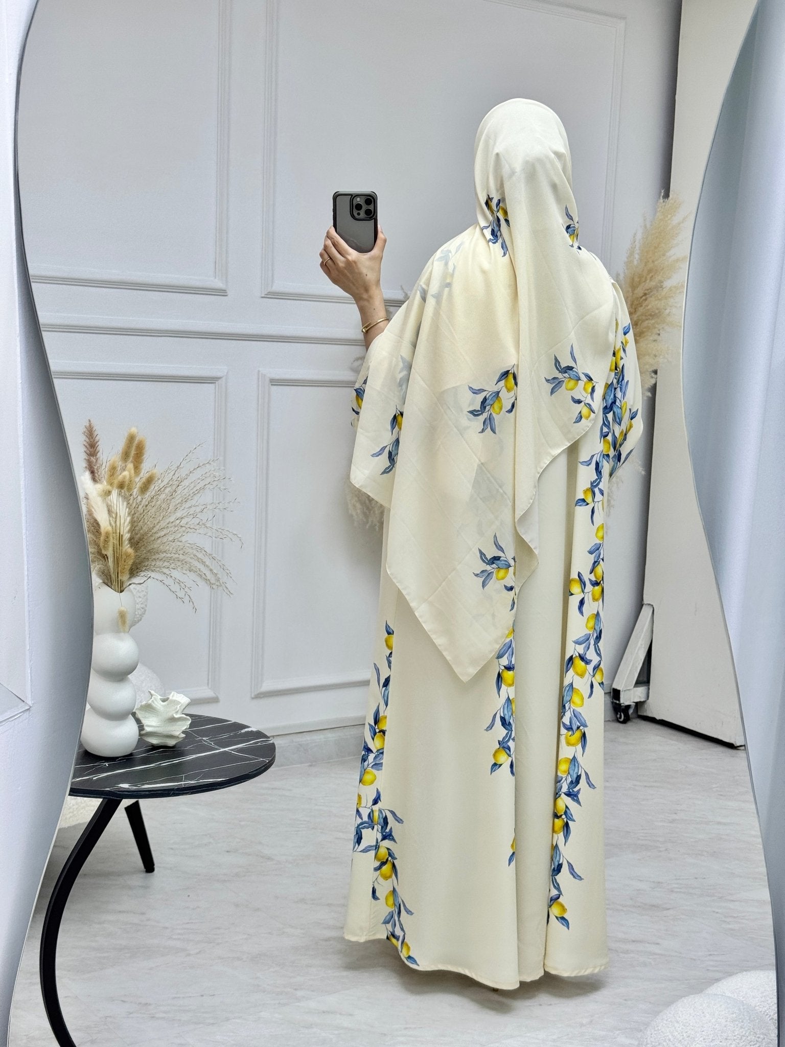 C 1220 Lemon Zest Printed Abaya