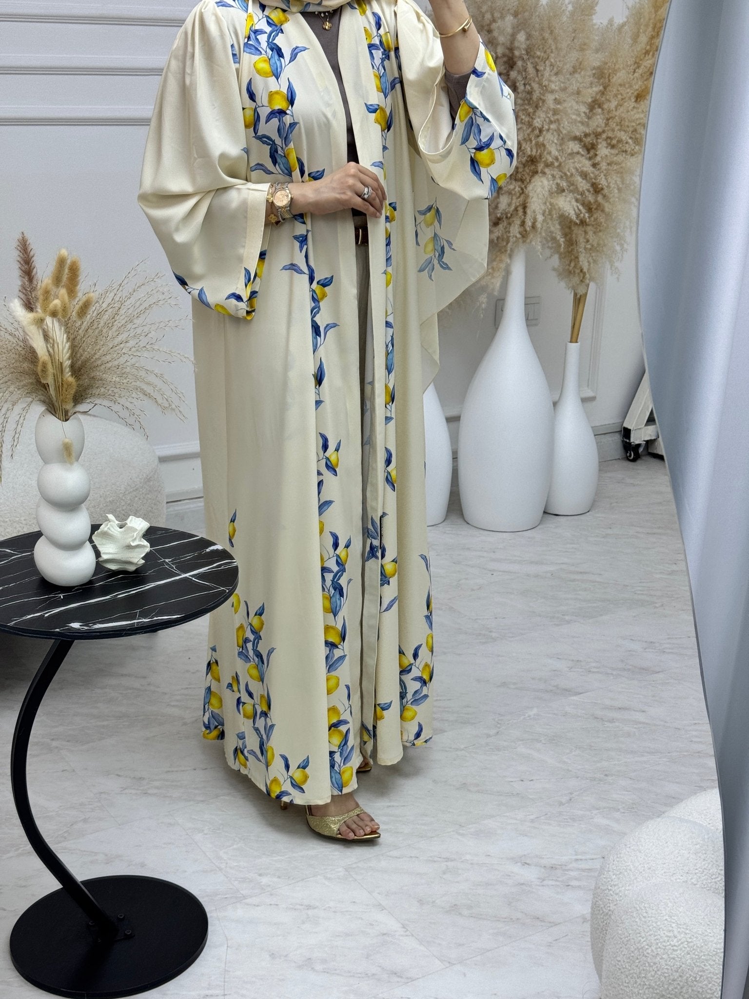 C 1220 Lemon Zest Printed Abaya