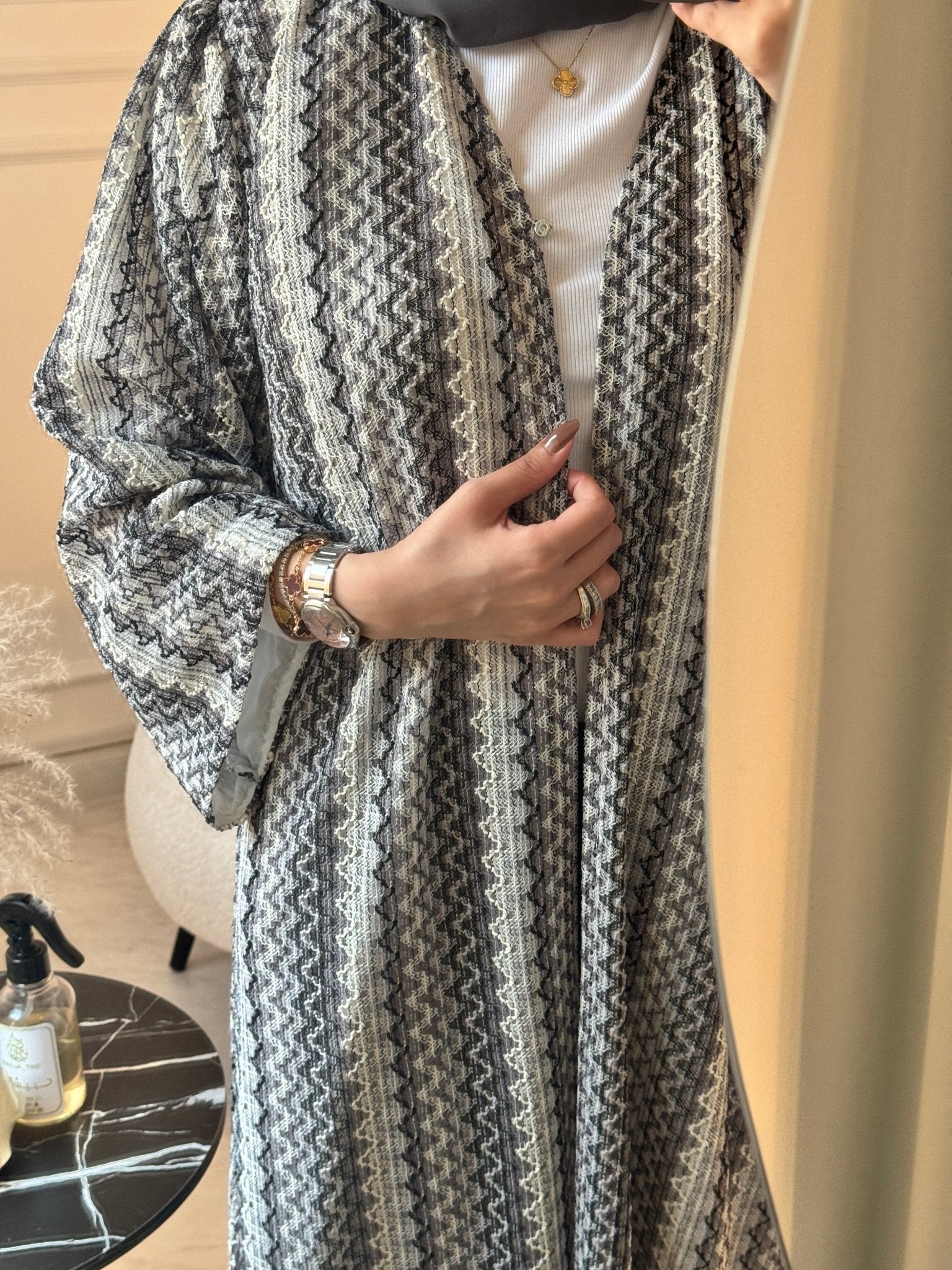 C 1222 Charcoal Wave Abaya
