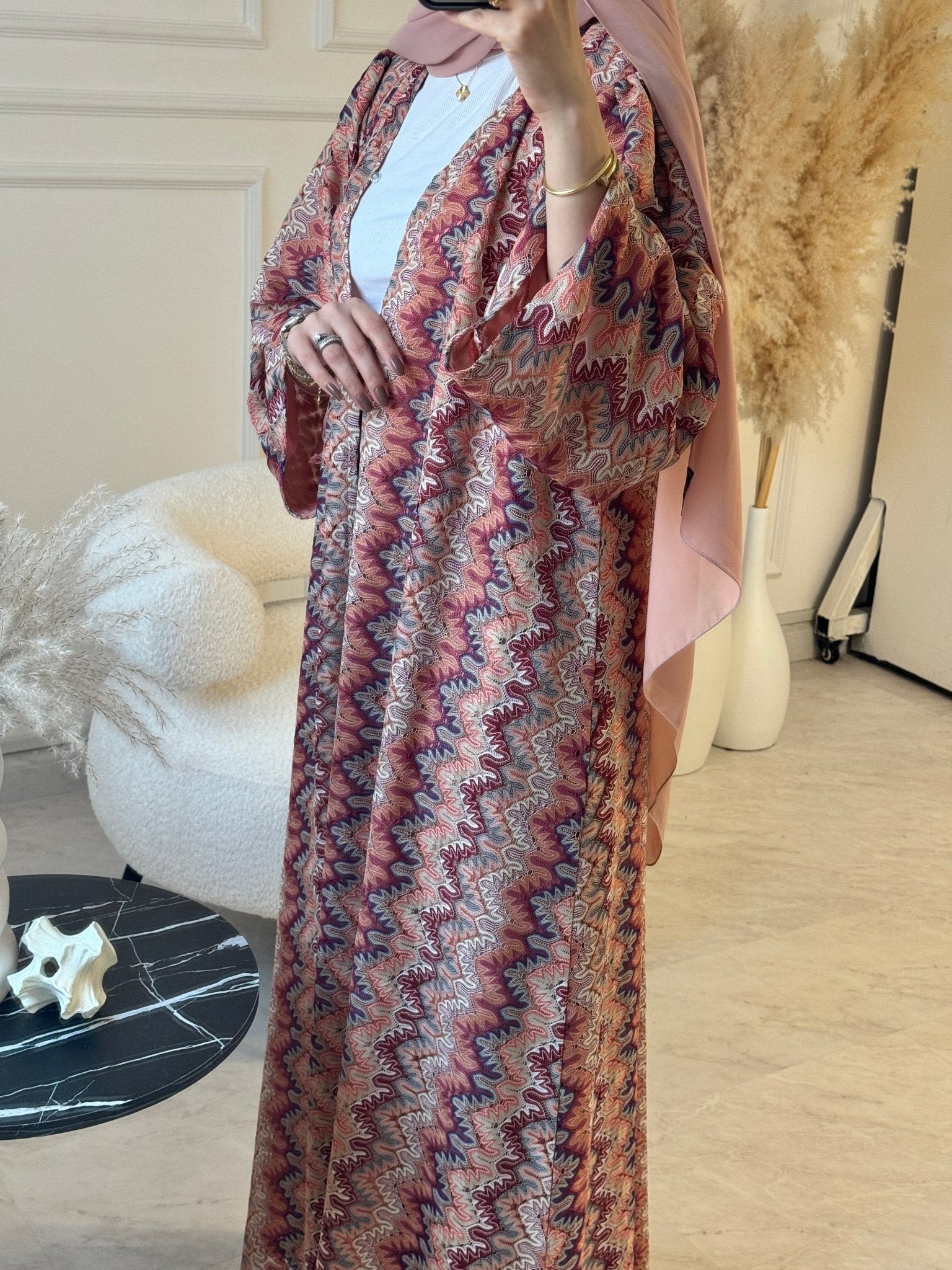 C 1224 Nectarine Wave Abaya