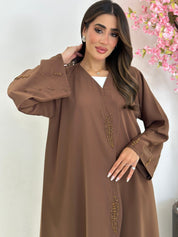 C 1232 Khaki Beaded Abaya