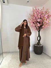 C 1232 Khaki Beaded Abaya