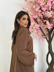 C 1232 Khaki Beaded Abaya