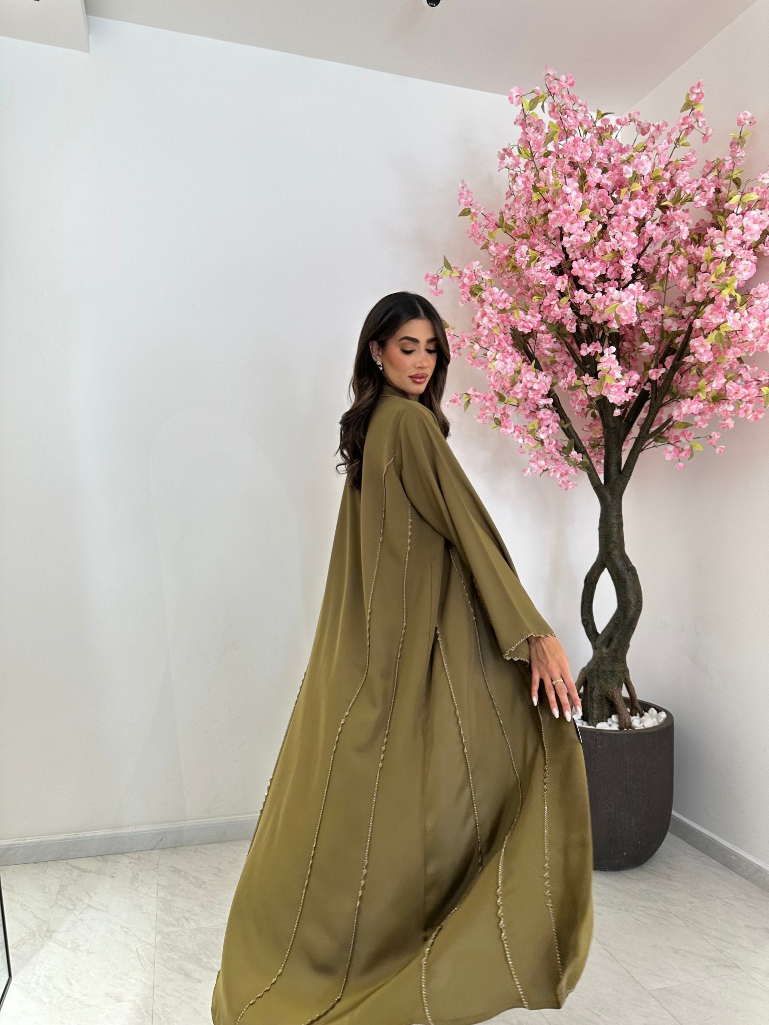 C 1237 Golden Beaded Abaya