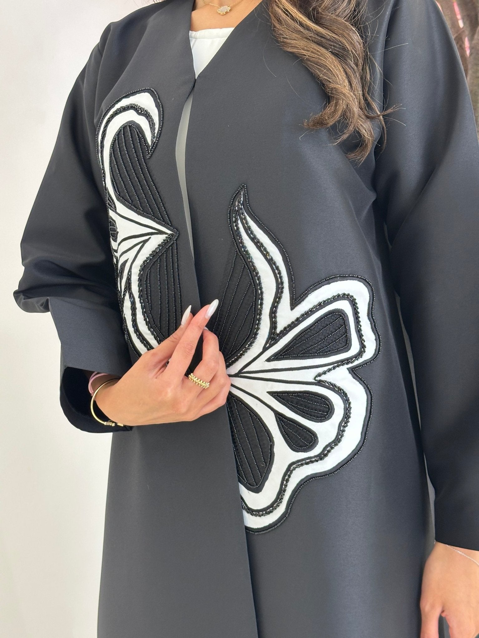 C 1241 Black Beaded Abaya