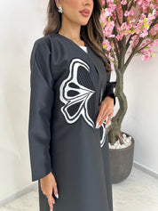 C 1241 Black Beaded Abaya