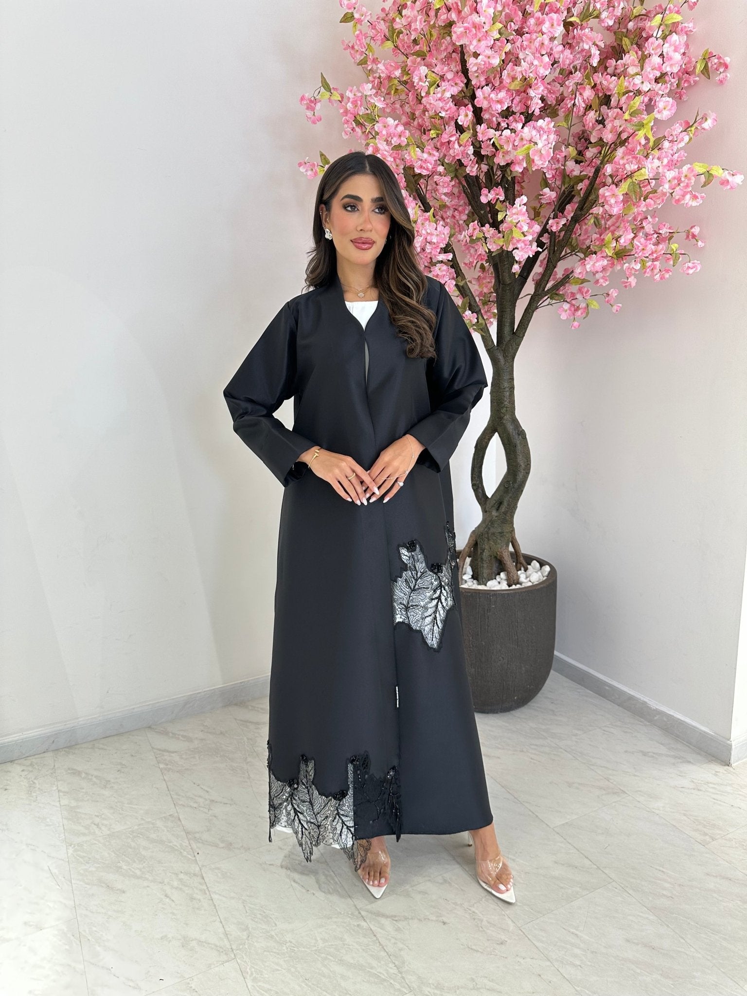 C 1242 Black Lace Abaya