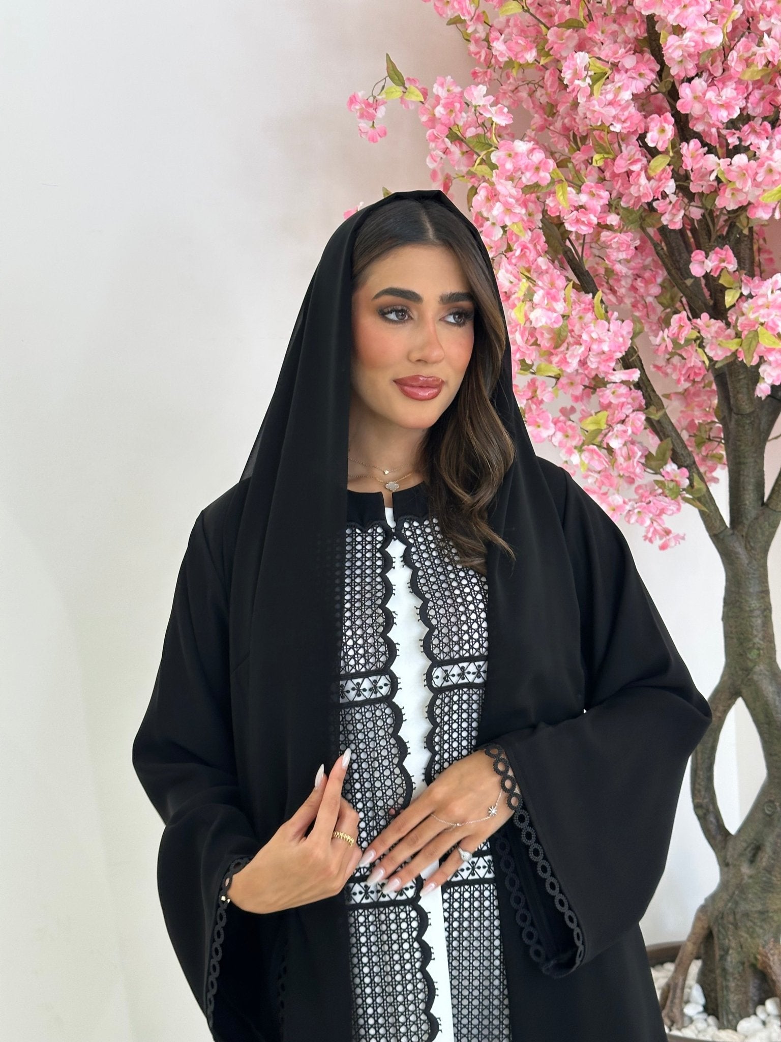 C 1243 Black Lace Abaya