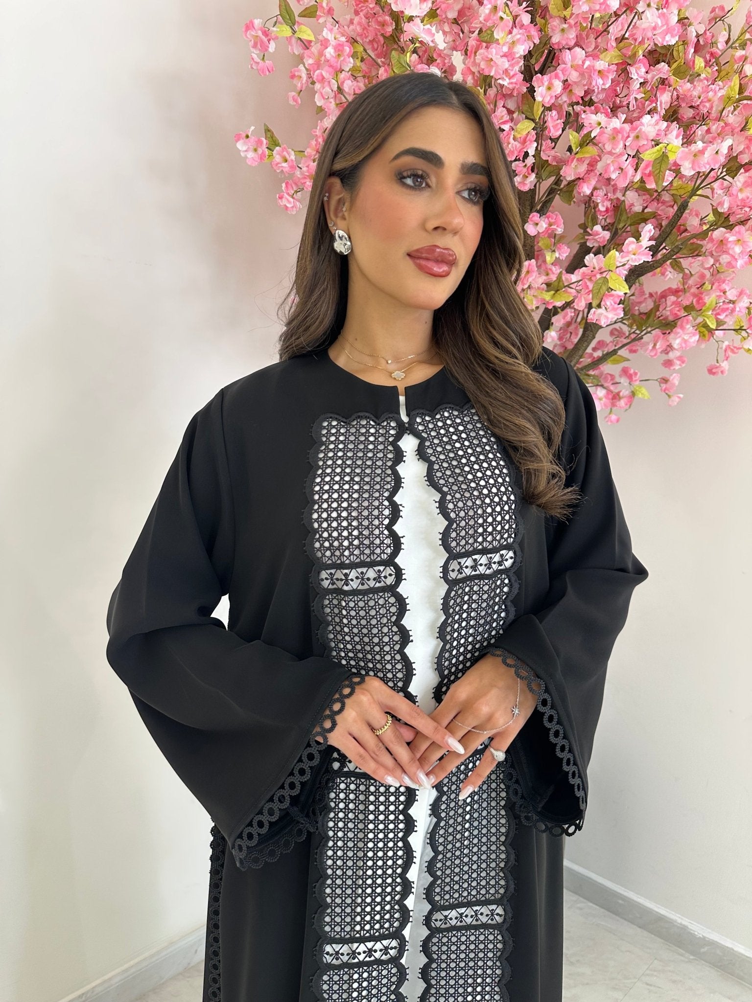 C 1243 Black Lace Abaya