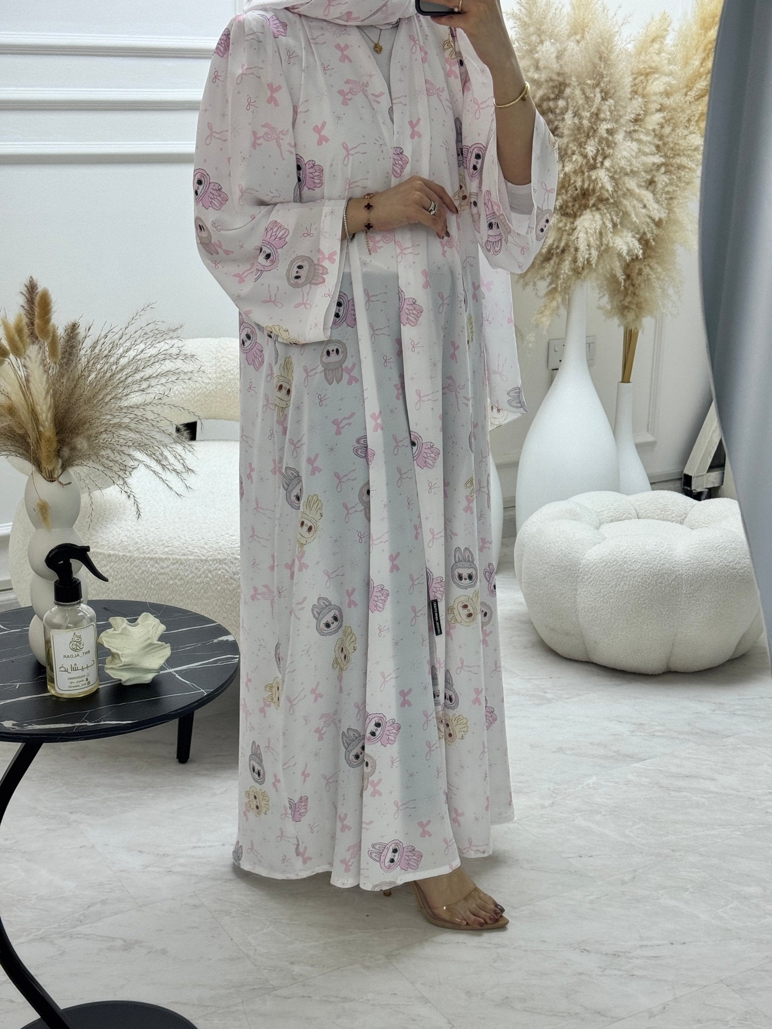 C 1248 Pinky Printed Abaya