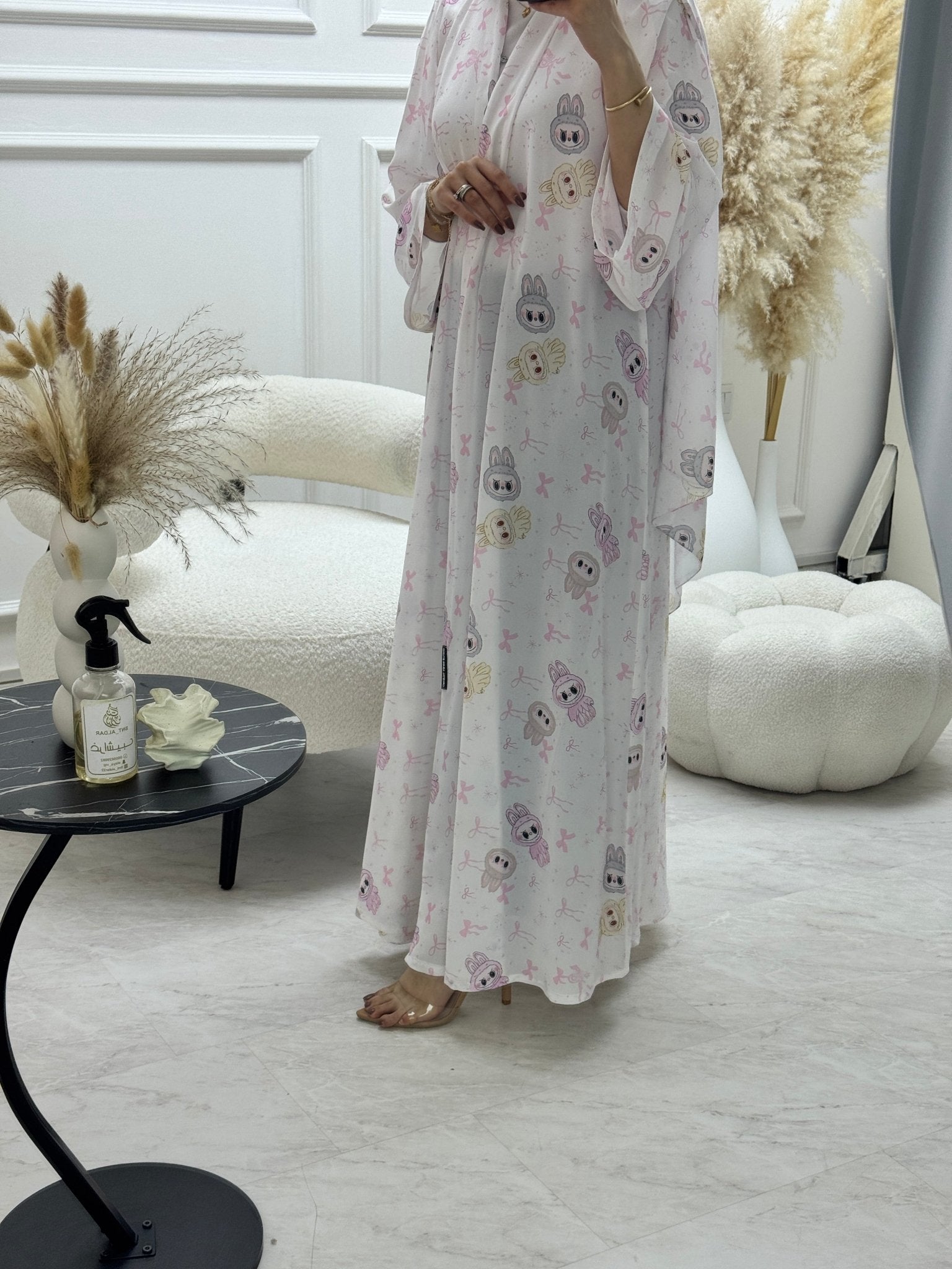 C 1248 Pinky Printed Abaya
