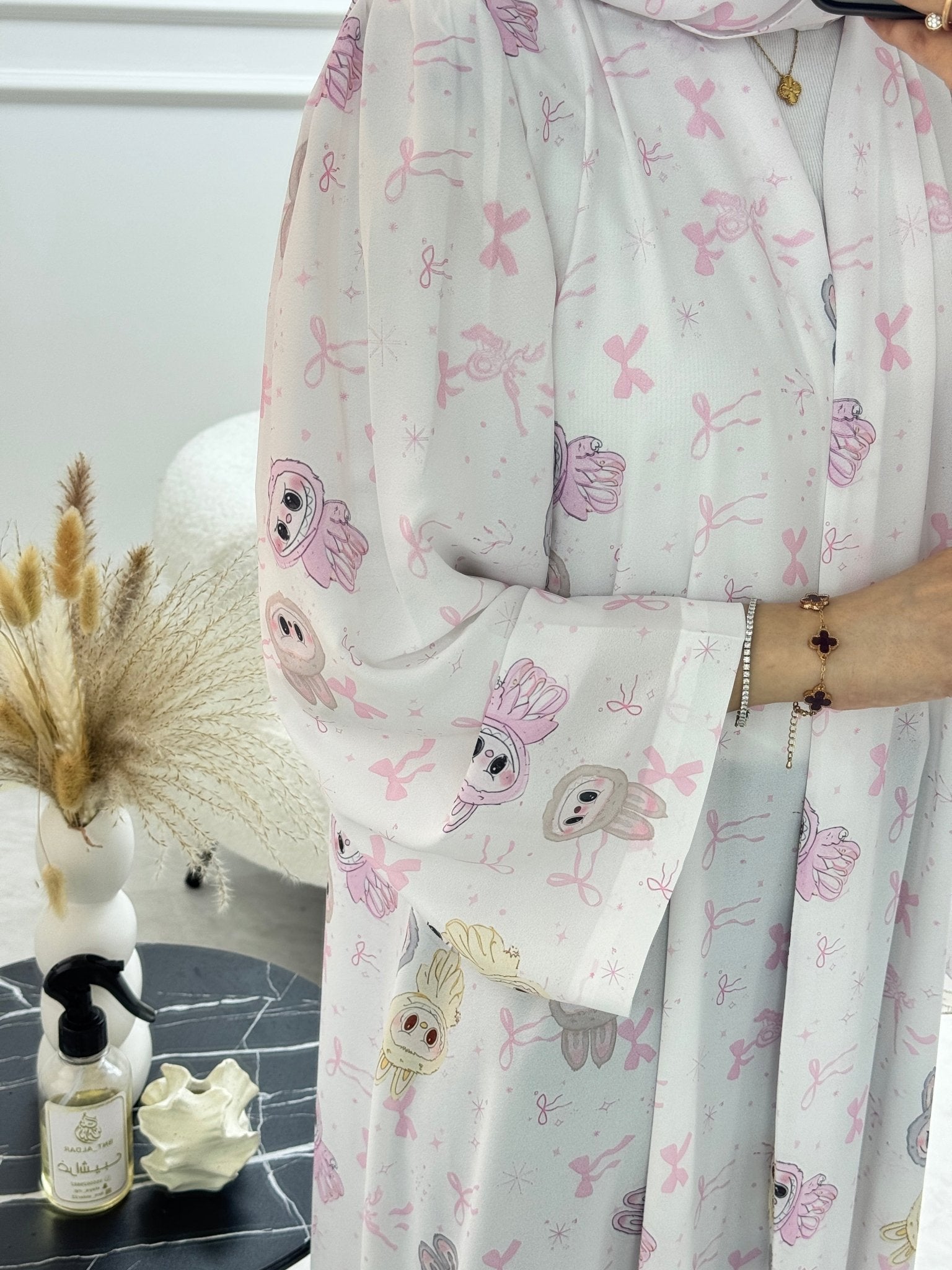 C 1248 Pinky Printed Abaya