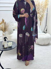 C 1249 Brown Jelly Printed Abaya