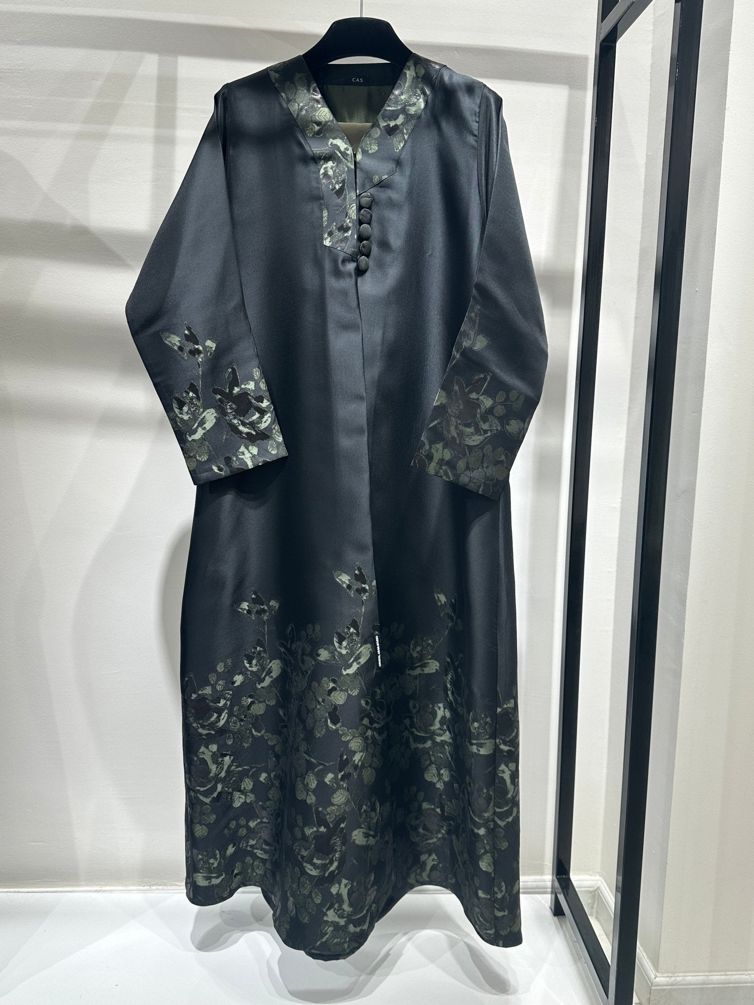 C 1255 - 07 Black Green Printed Abaya