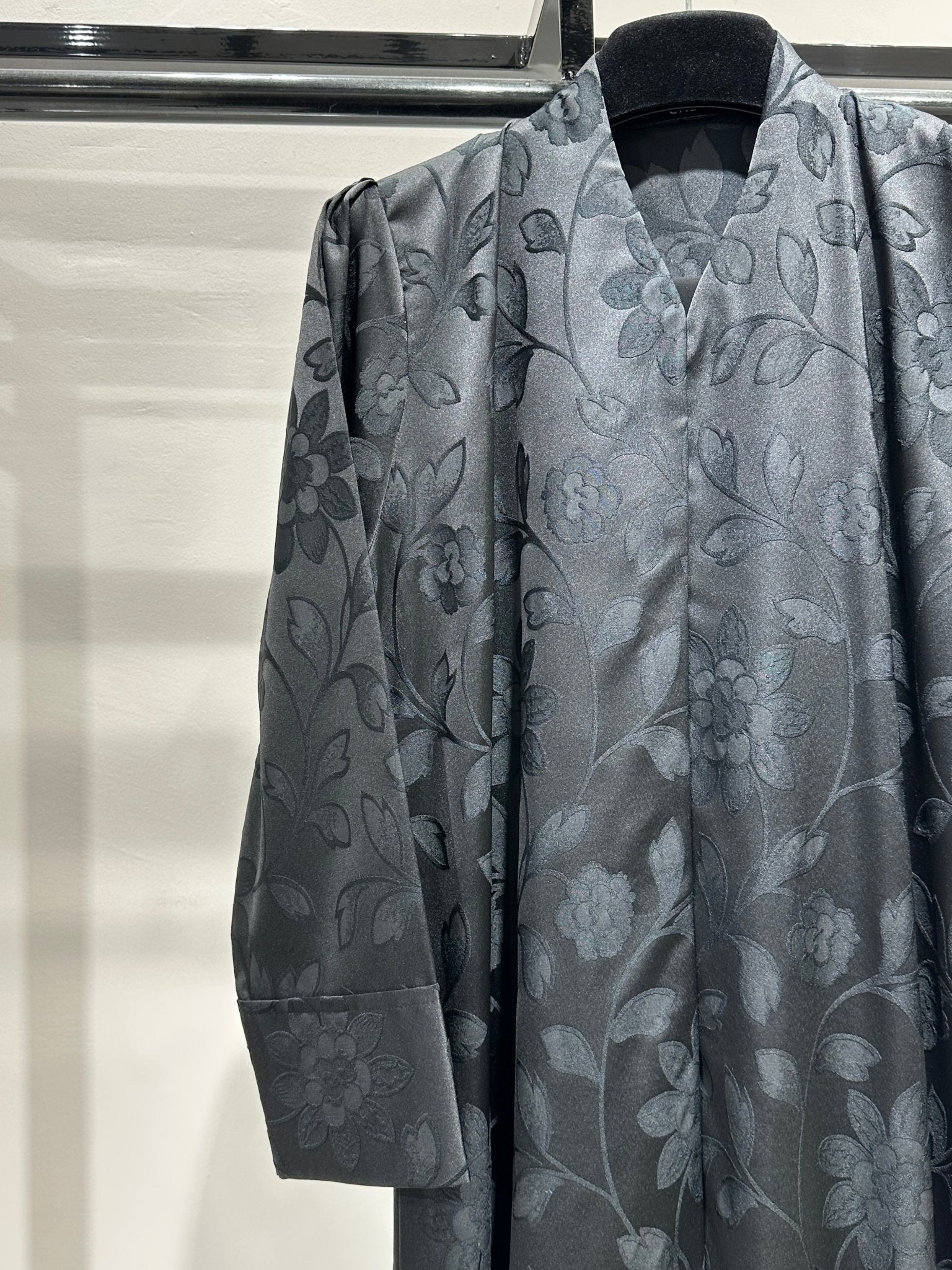 C 1258 - 04 Black Blossom Printed Abaya