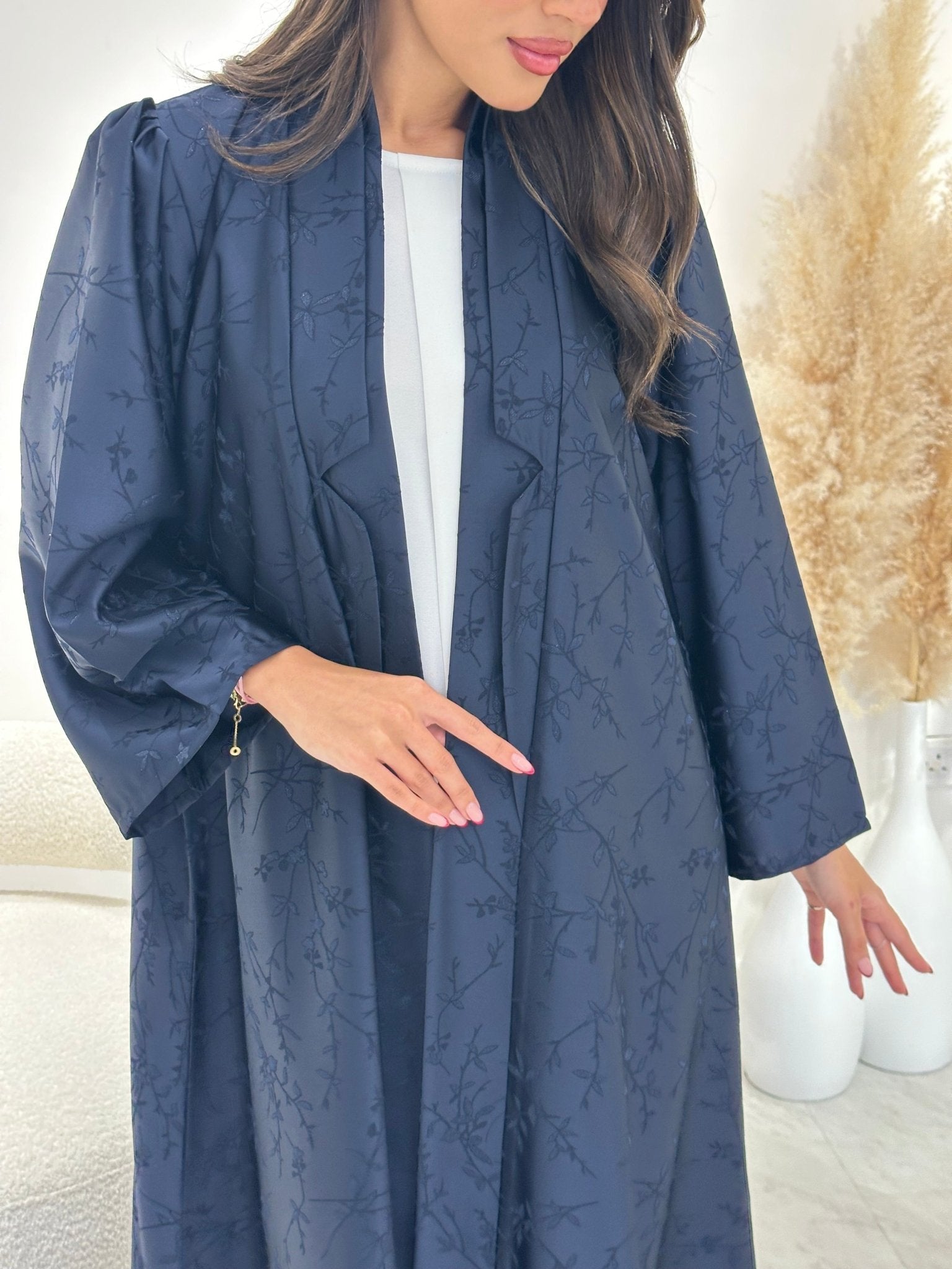 C 1259 - 01 Navy Blue Printed Abaya
