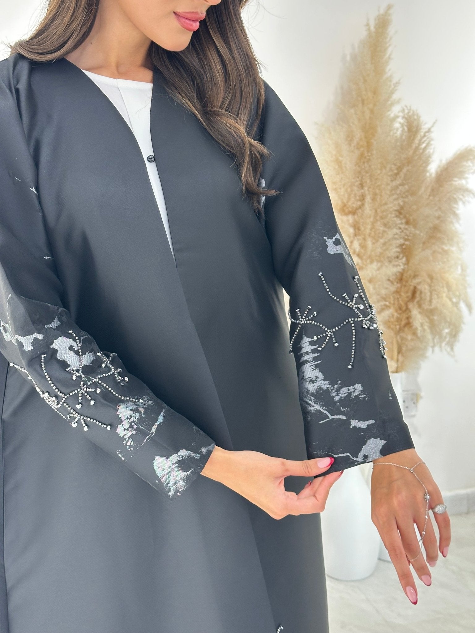 C 1260 Black Beaded Abaya