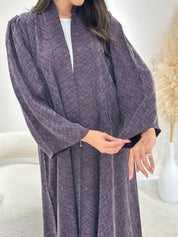 C 1261 - 01 Plum Patterned Printed Abaya