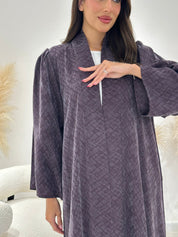 C 1261 - 01 Plum Patterned Printed Abaya