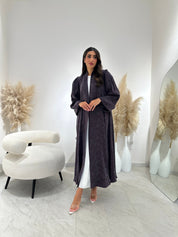 C 1261 - 01 Plum Patterned Printed Abaya