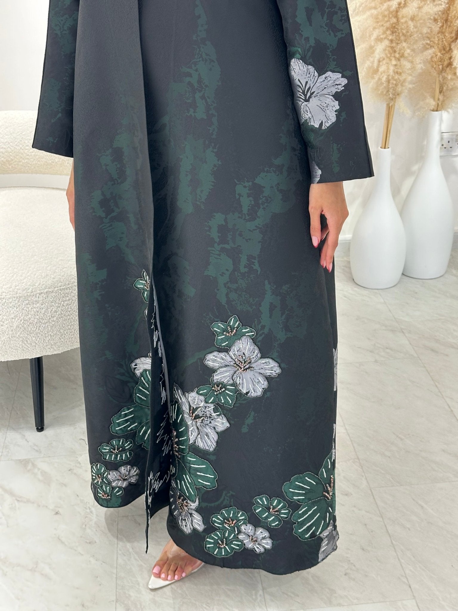 C 1263 Black Printed Abaya