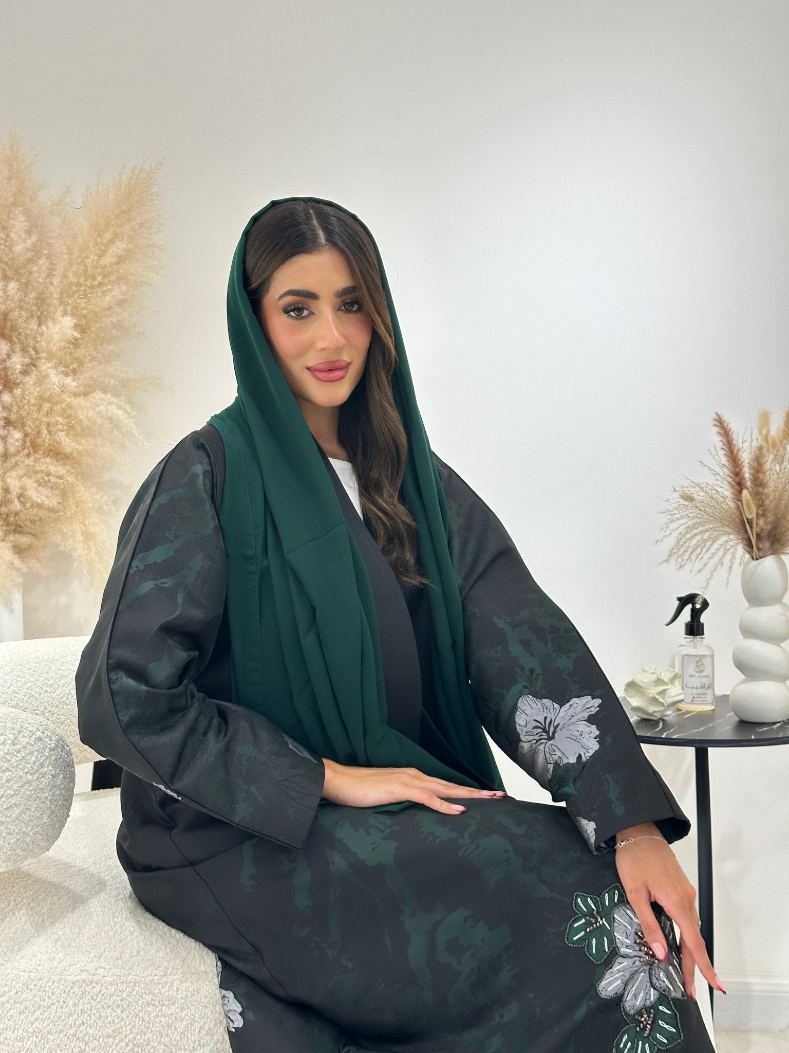 C 1263 Black Printed Abaya