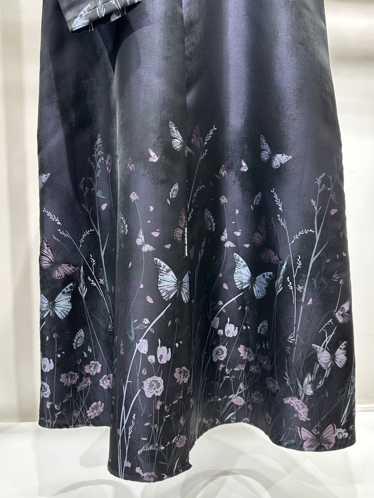 C 1264 - 03 Steel Blue Butterfly Printed Abaya