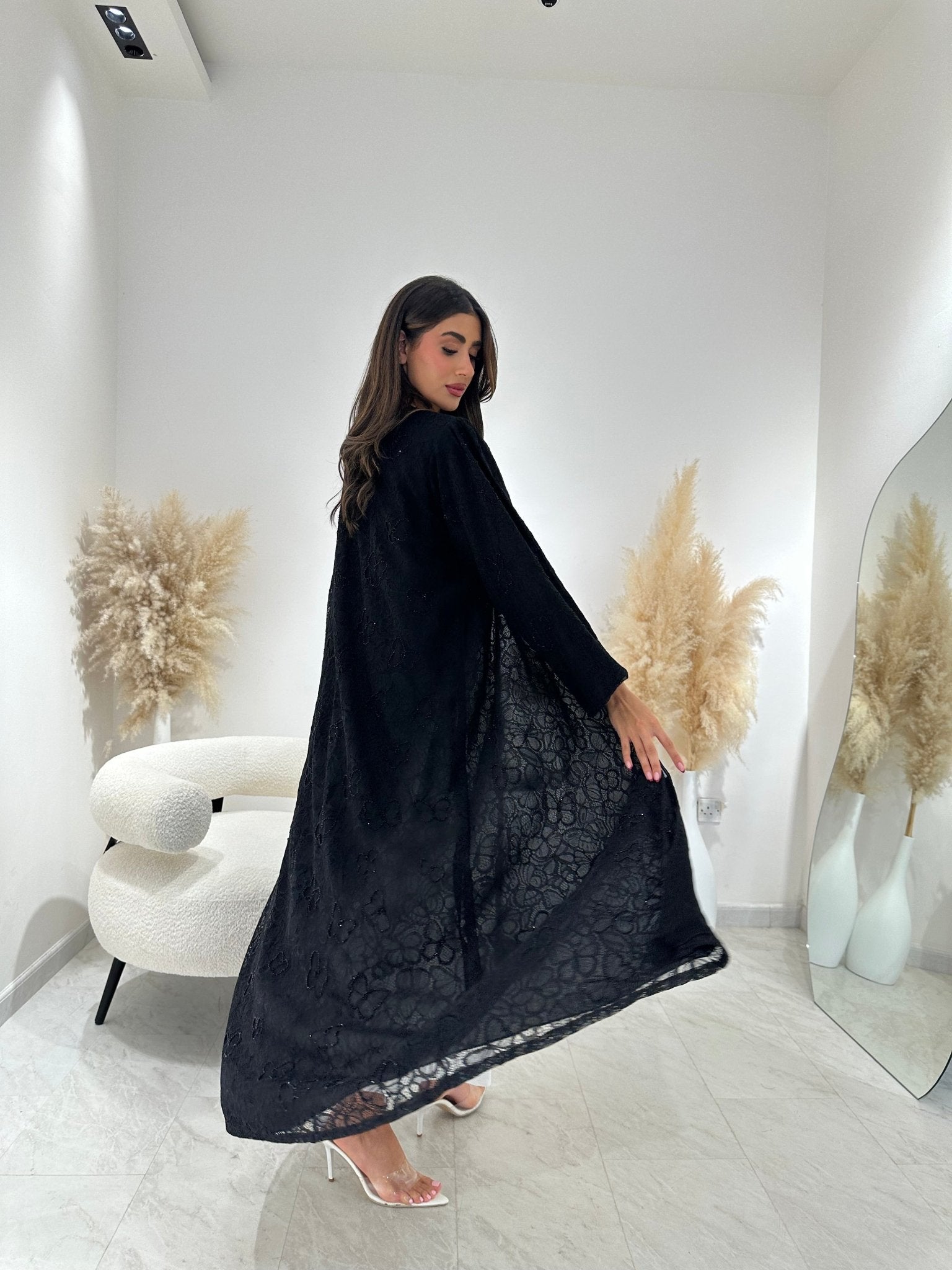 C 1268 Black Dantel Abaya