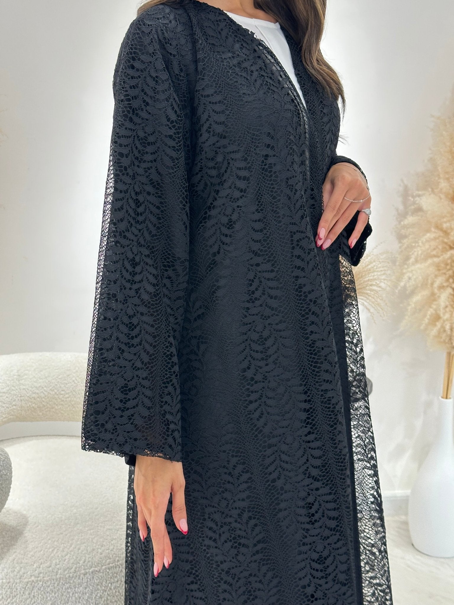 C 1269 Black Dantel Abaya
