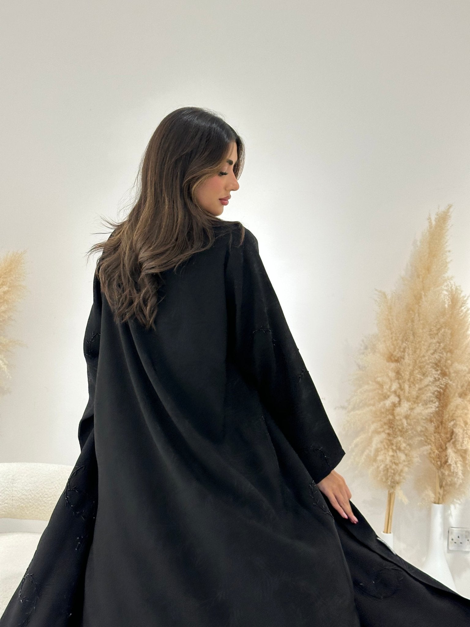 C 1275 Black Beaded Abaya