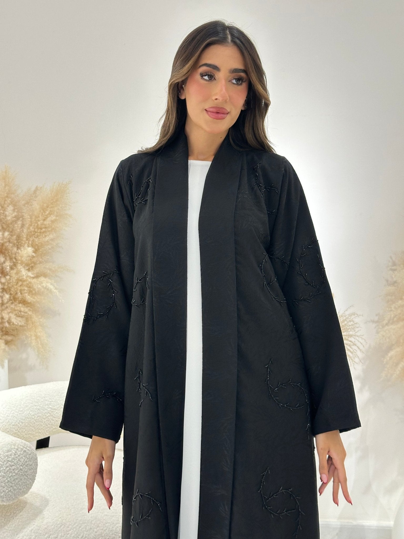 C 1275 Black Beaded Abaya