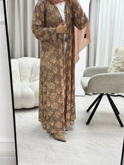 C 1278 - 03 Amber Brown Dantel Abaya