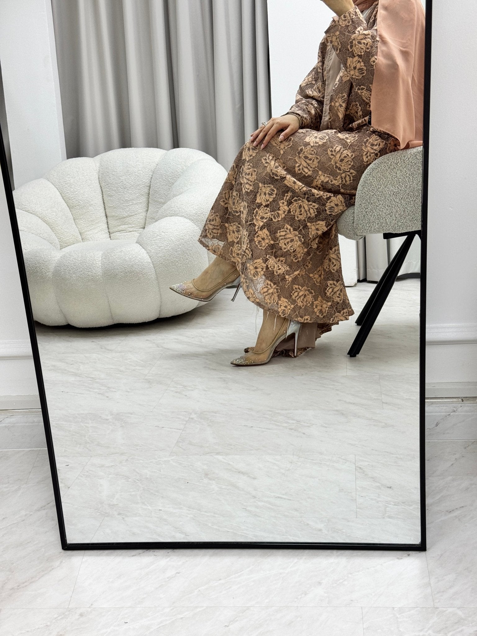 C 1278 - 03 Amber Brown Dantel Abaya