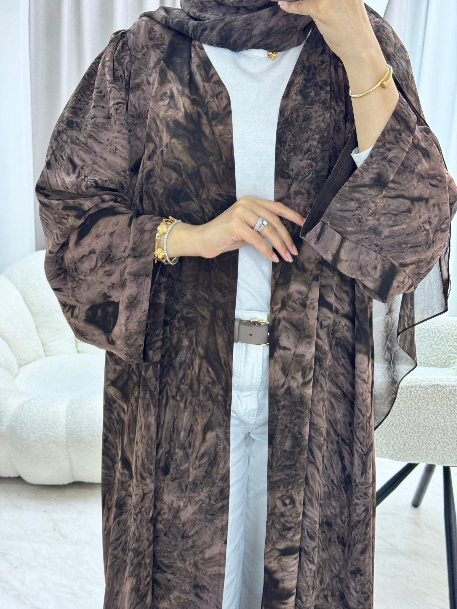 C 1279 - 04 Mocha Tie Dye Abaya
