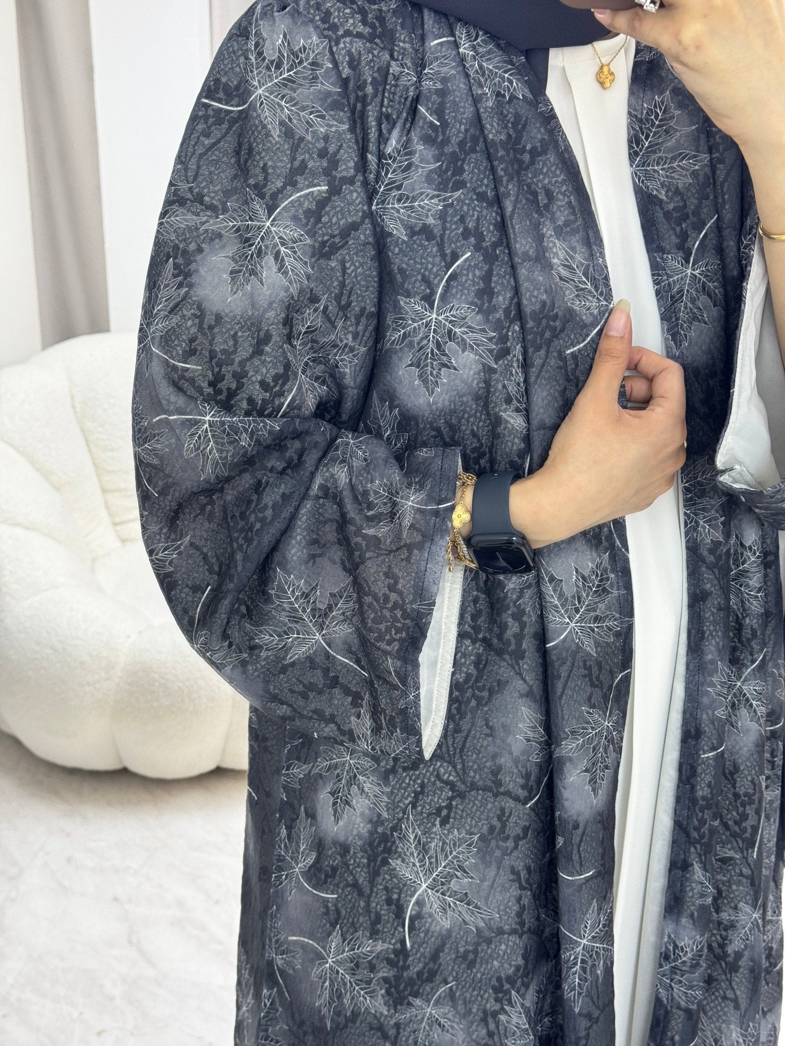 C 1280 - 03 Dark Grey Dantel Abaya