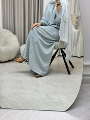 C 1284 - 02 Seafoam Sky Embroidered Abaya