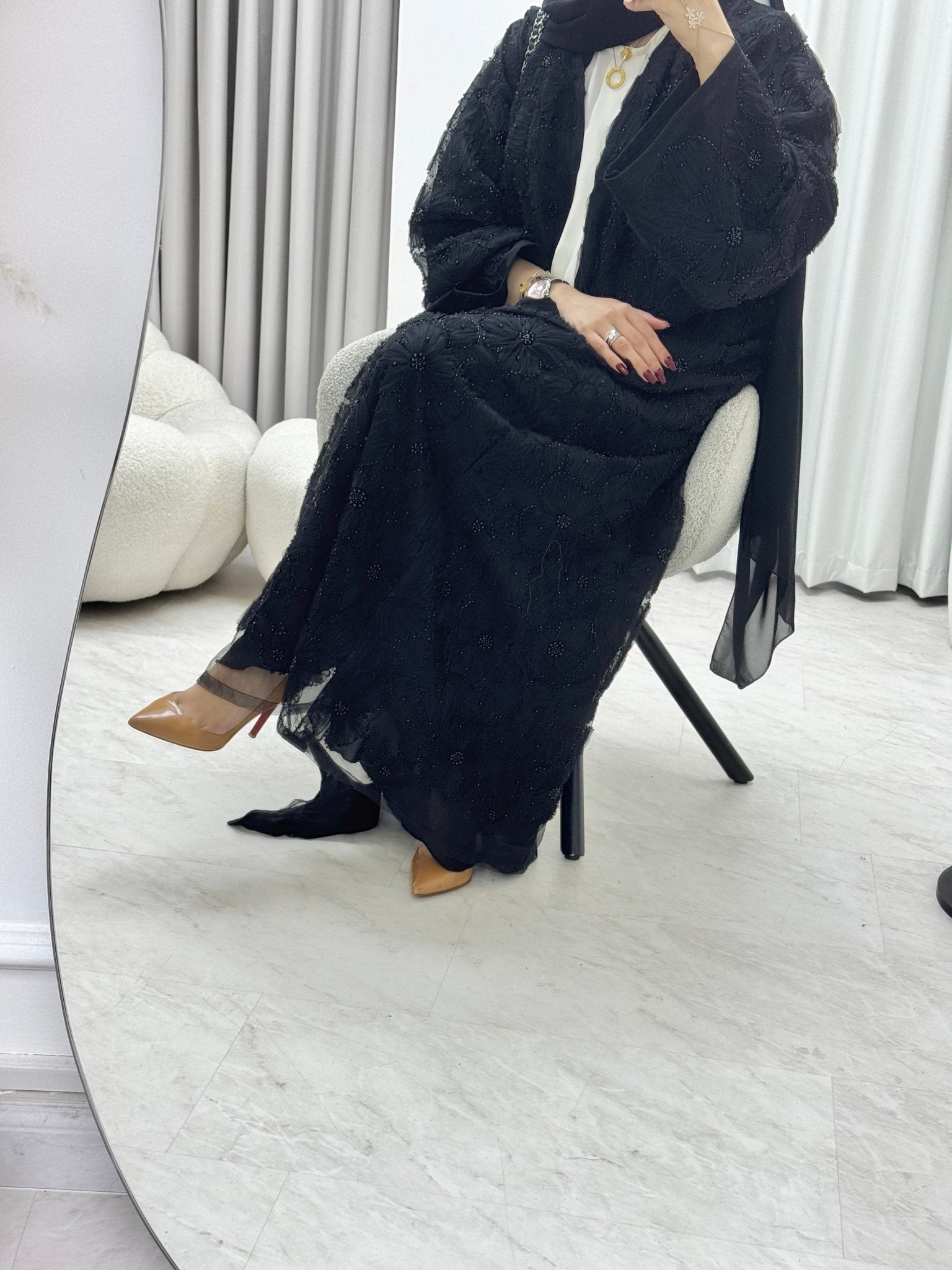 C 1289 - 06 Black Beaded Dantel Abaya