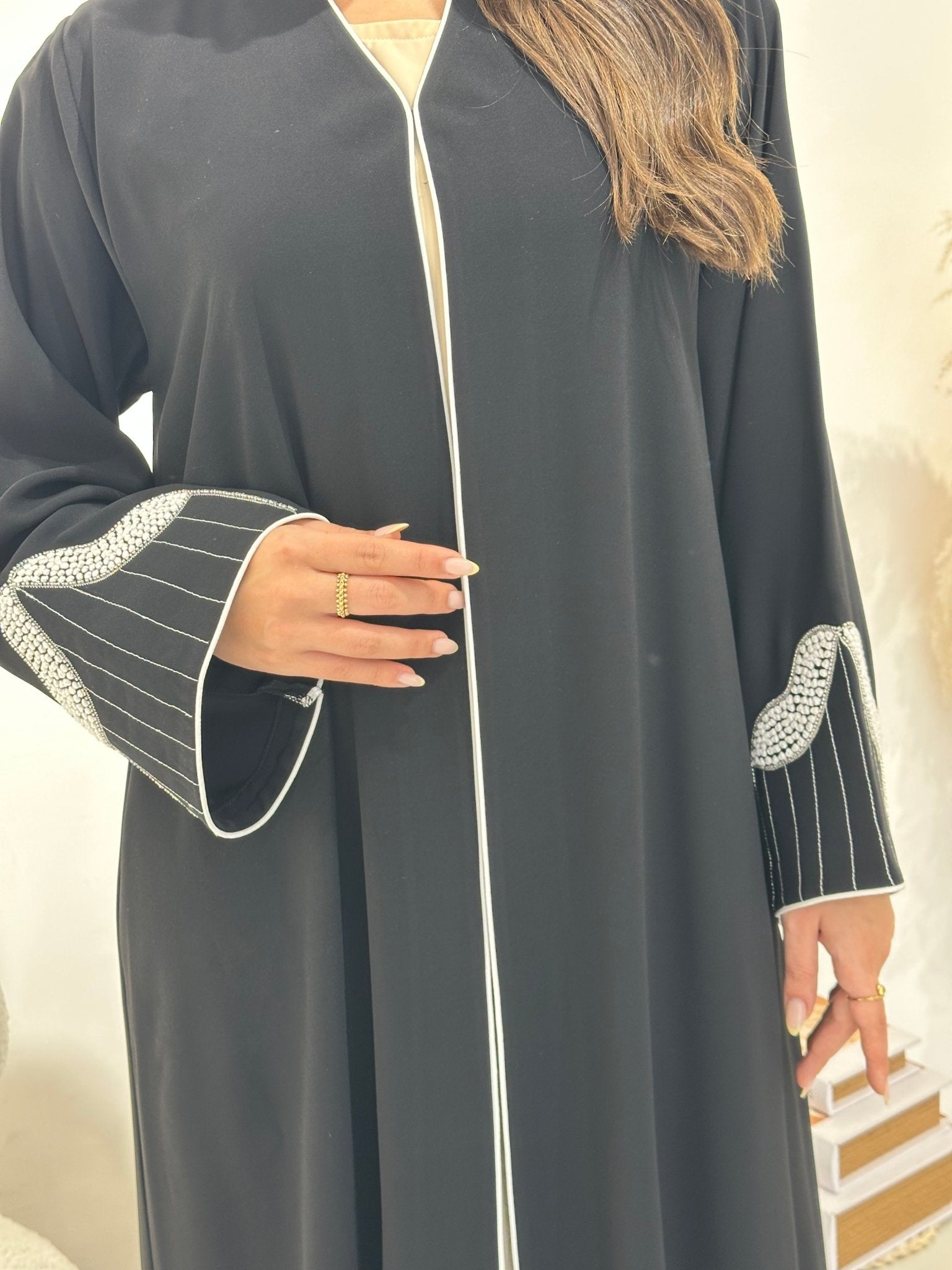 C 1297 Black Embroidered Abaya
