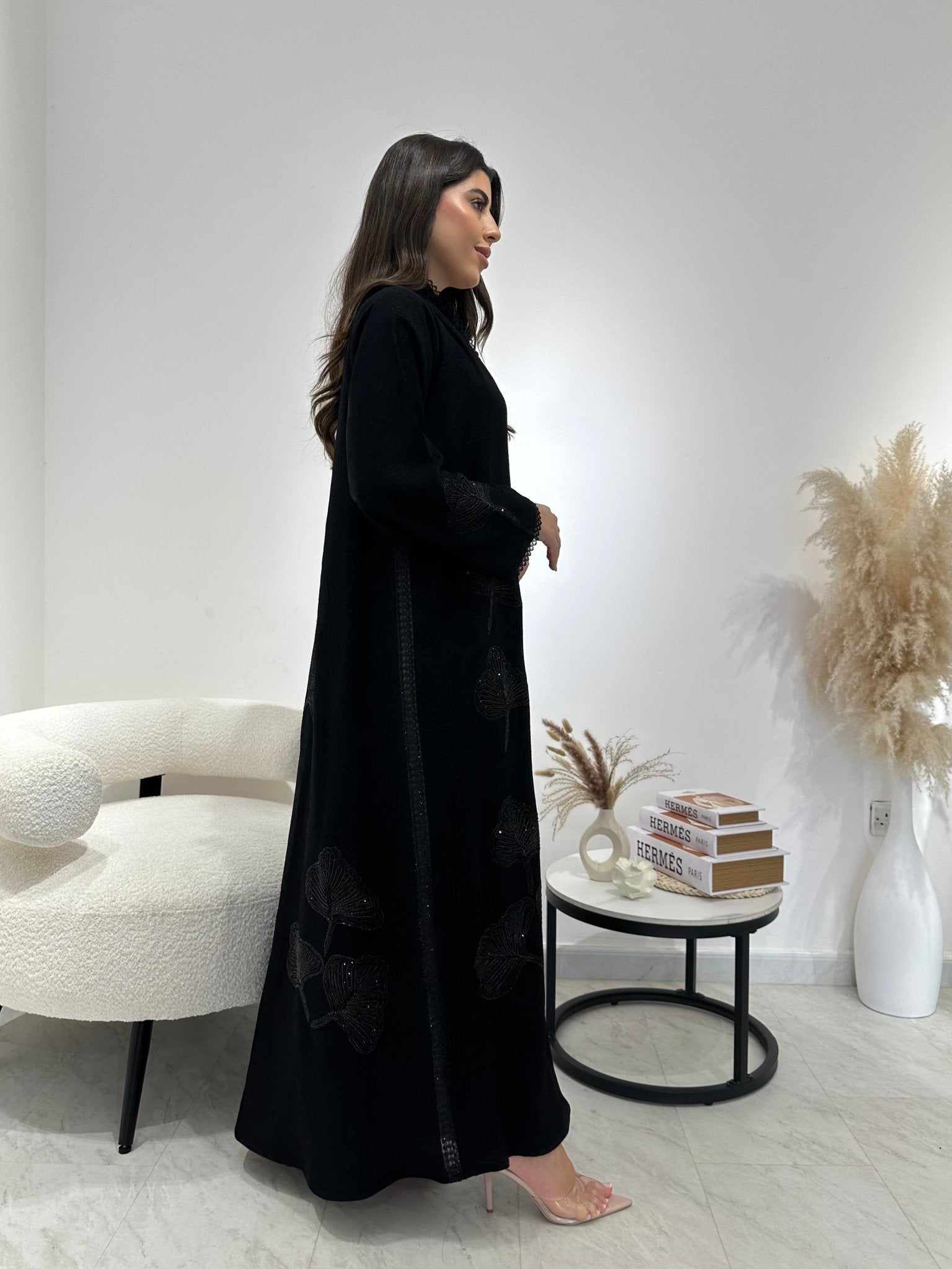 C 1300 Black Lace Abaya