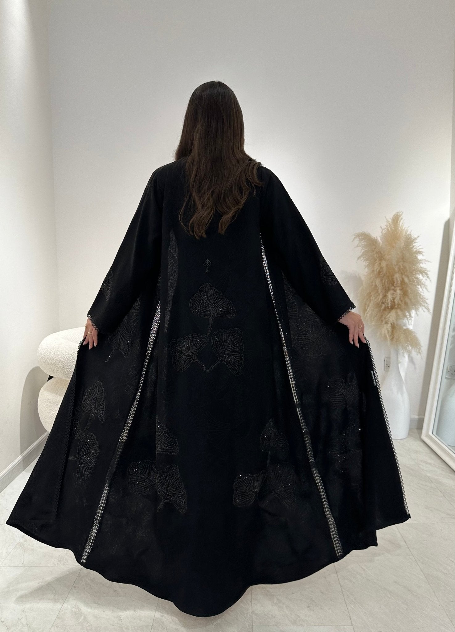 C 1300 Black Lace Abaya