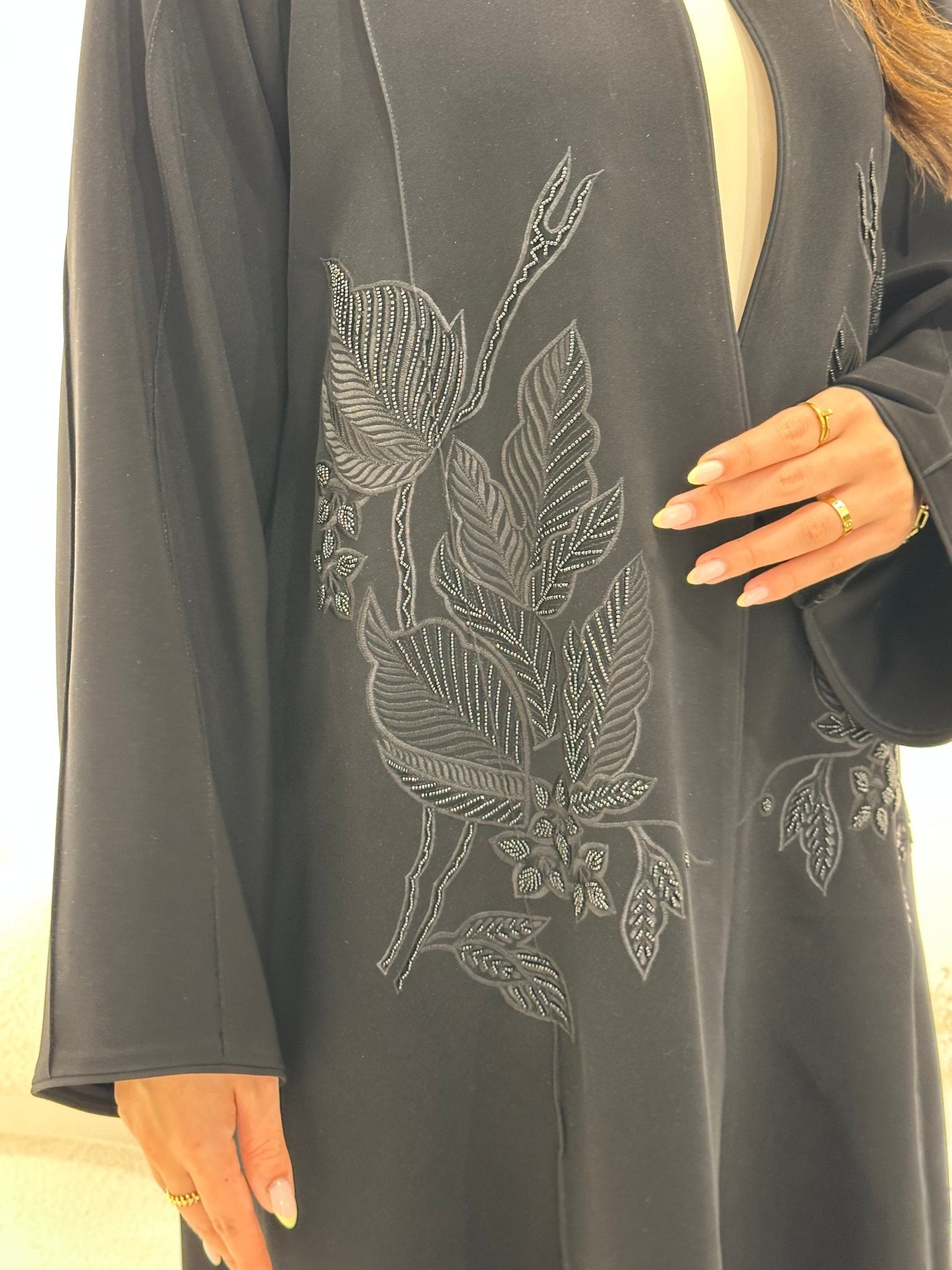 C 1301 Black Embroidered Abaya