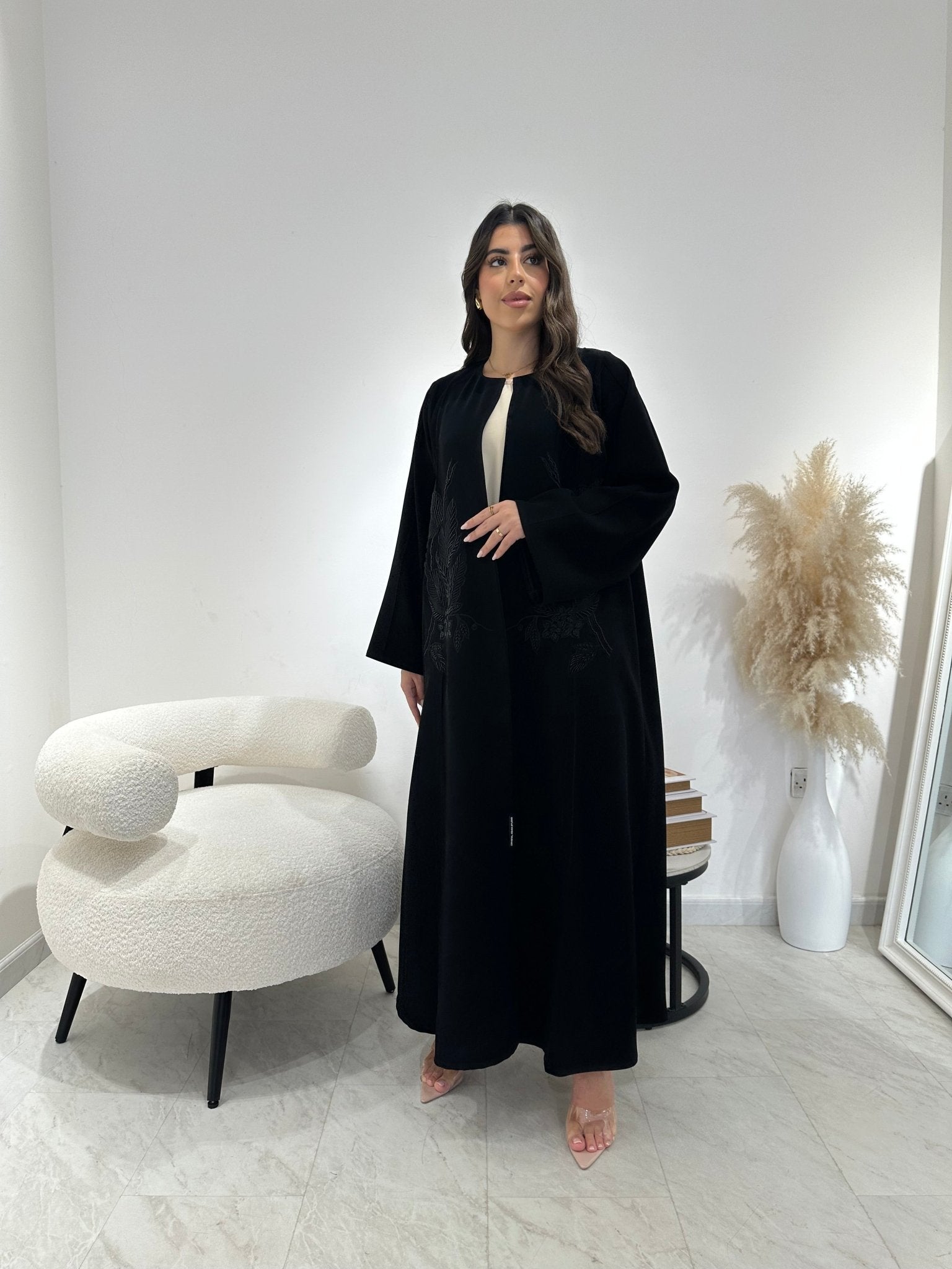 C 1301 Black Embroidered Abaya
