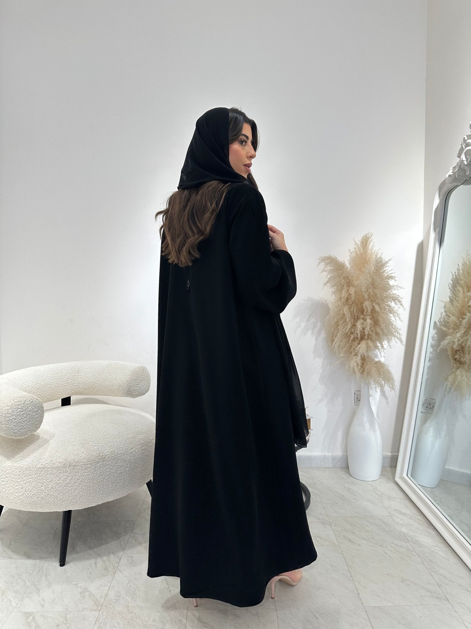 C 1301 Black Embroidered Abaya