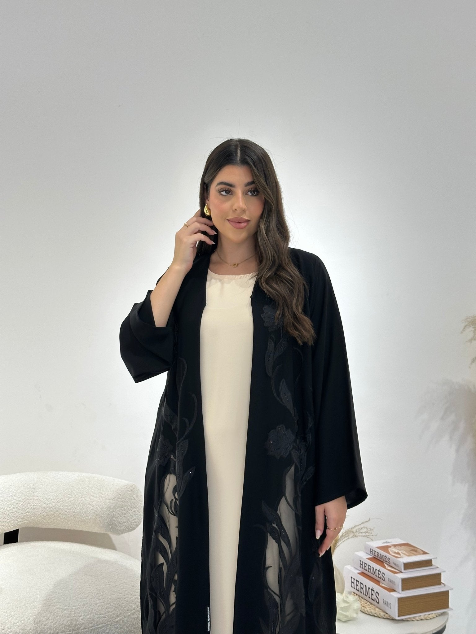 C 1303 Black Lace Abaya