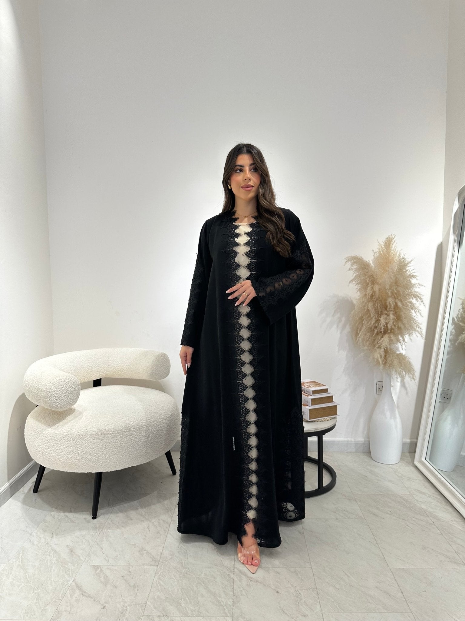 C 1304 Black Lace Abaya