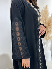 C 1304 Black Lace Abaya