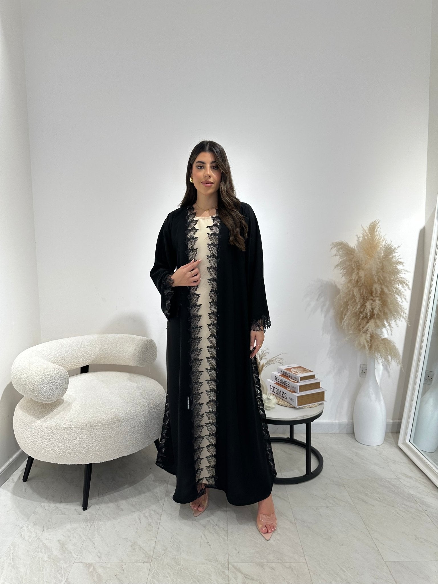 C 1305 Black Lace Abaya