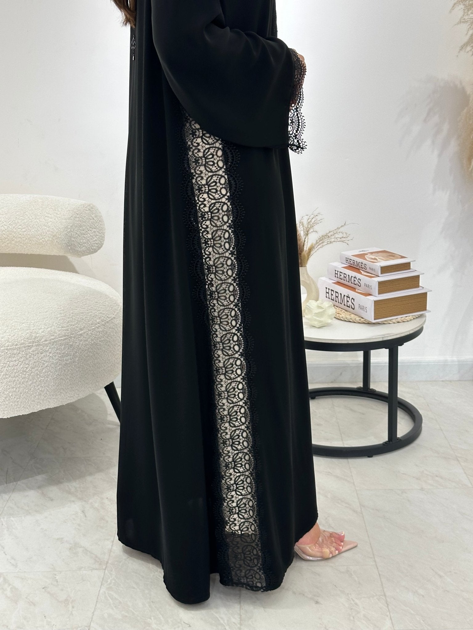 C 1306 Black Lace Abaya